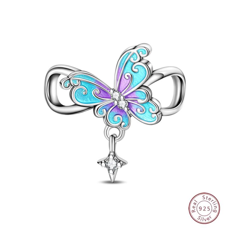 New Original Copper Beaded Bow Charm Blue Beads For Women Exquisite Diy Birthday Jewelry Gifts