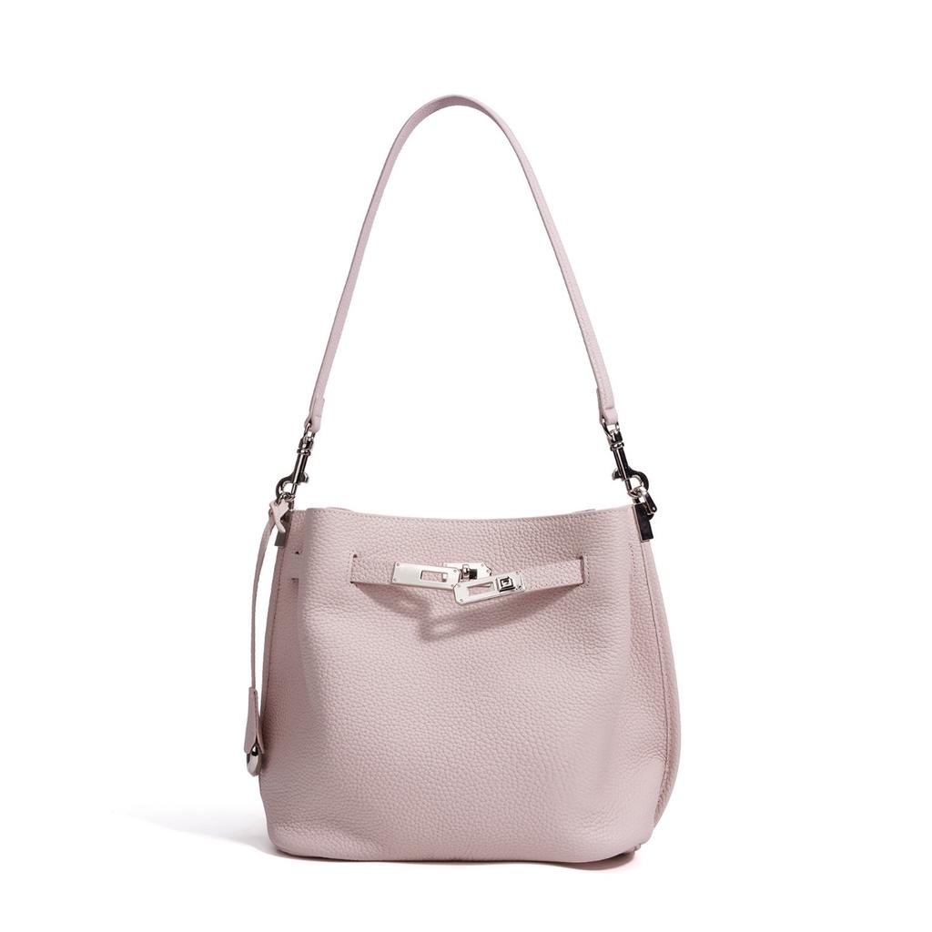 New lychee pattern bucket bag fashionable women's messenger bag women's solid color fashionable versatile leather shoulder armpit bag