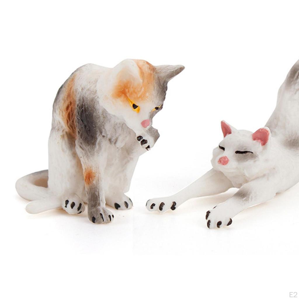 Cat Figurines Toy Cake Topper Hand Painted Gift for Kids