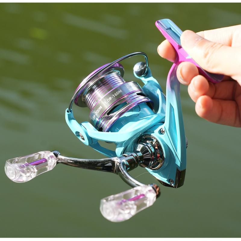 Mavllos 5.2:1 Speed Ratio Spinning Reel 3+1 Bearings + 6kg Strong Brake Aluminum Alloy Spool Crank Personalized Paint, Single or Double Crank Optional