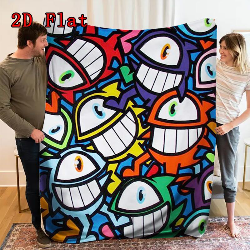 Quirky One-eyed Monster 2D Flat Pattern Flannel Blanket High Quality All Seasons Warmth and Comfort Perfect for Christmas Gifts.
