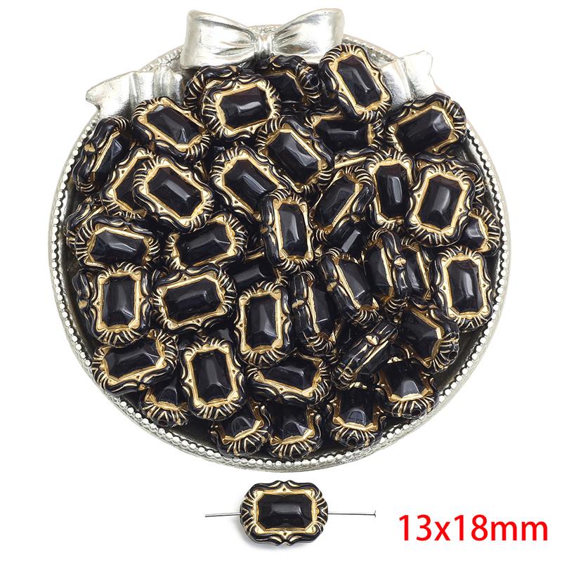 

Акрилові намистини Бароко Ретро Золоті У формі квітки Плоскі круглі намистини для виготовлення ювелірних виробів DIY Браслети Намисто 13x18mm 30pcs чорний