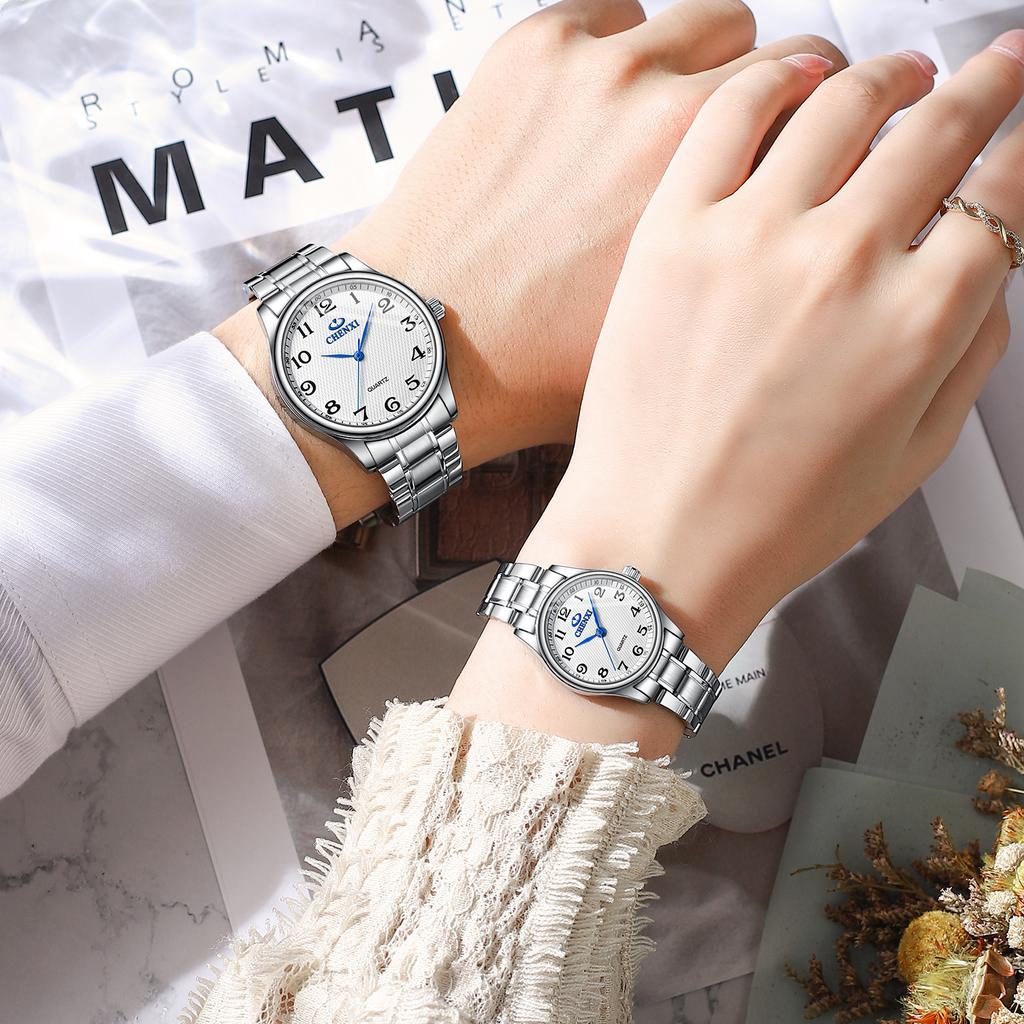 CHENXI 010 Partneruhr Sport Wasserdicht Leuchtende Quarzuhren Herren Edelstahl Großes Zifferblatt Armbanduhren Damen Armband