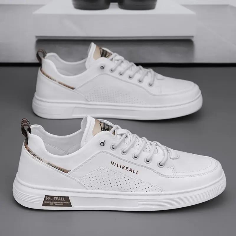 Fashion Men Leather Casual Board Shoes Breathable Sneakers Trend 2025 Man White Autumn Winter Vulcanize Shoe Hot Selling Loafers Men