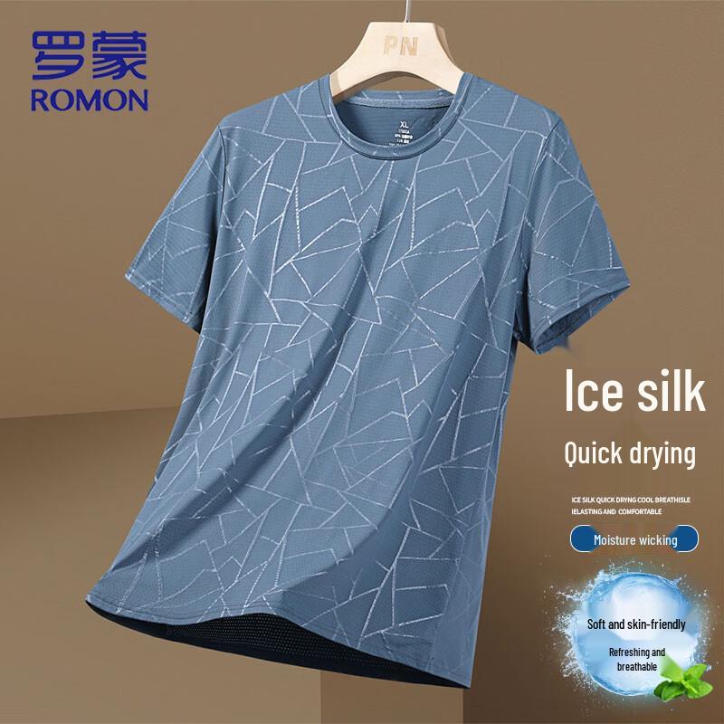 Romon Men's Ice Silk Quick-Dry Short Sleeve T-Shirt