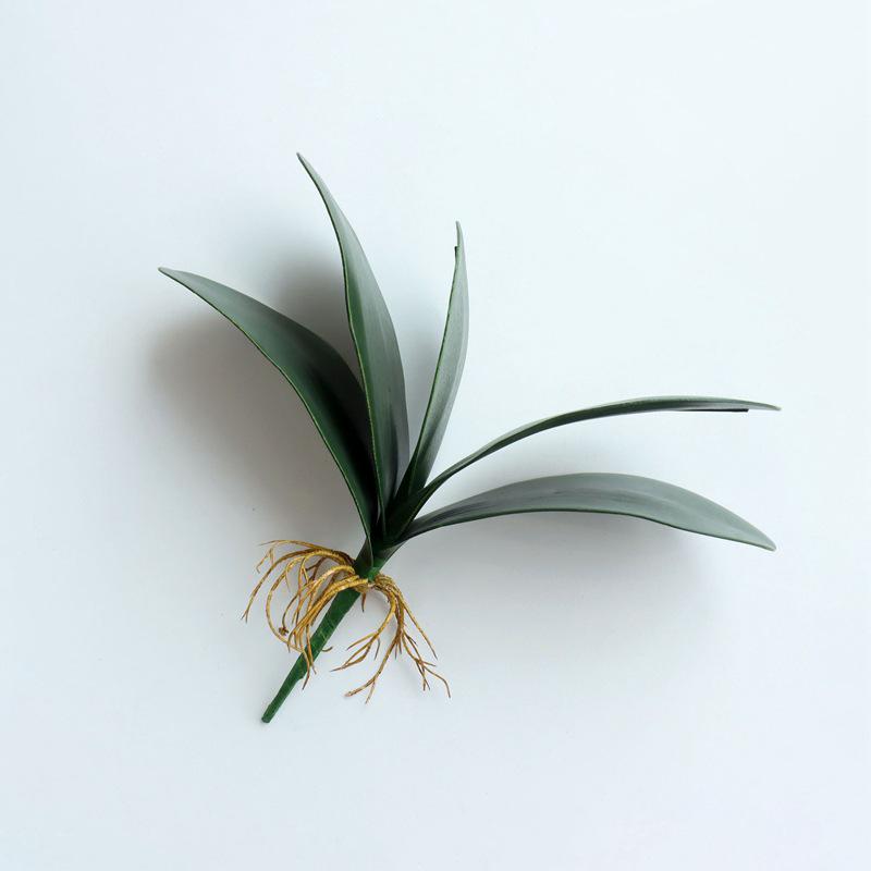 PU Phalaenopsis Orchid Leaves for Wedding and Home Decor - Realistic Fake Green Plants In Potted Flower Arrangement