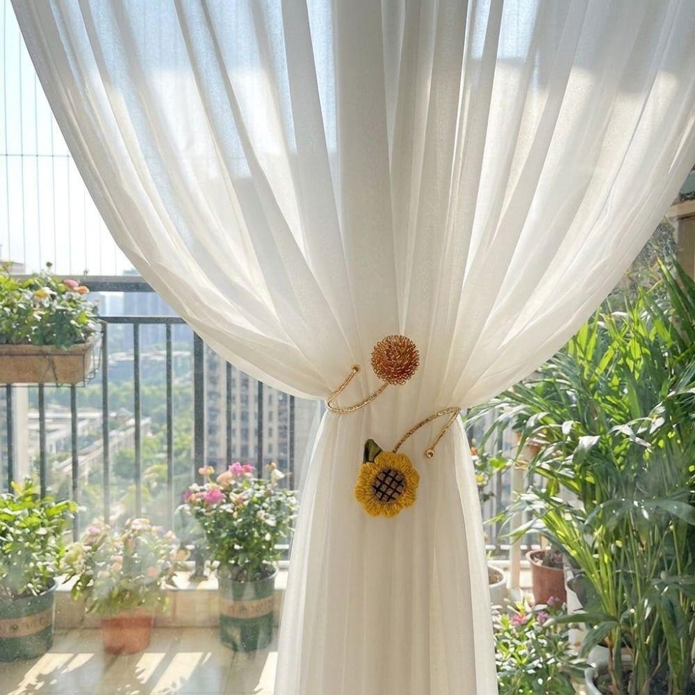 Metal Butterfly Sunflower Curtain Straps Fabric Sunflower Curtain Holders Living Room
