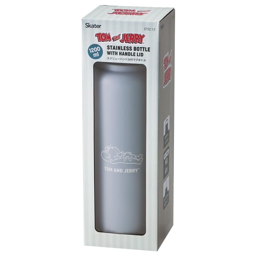 Skater Insulated Stainless Steel with Screw Tom and Jerry Nap Mug, 1200ml, Handle, Design, STSC12-A