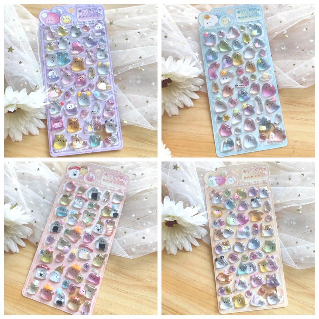 3D Ghost Family Embossed Crystal Stickers - Cute Cartoon Kids Handicraft Reward Decals for Phone Album & DIY Crafts