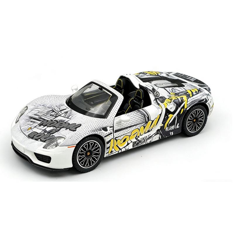 1/24 Porsche 918 Spyder Supercar Alloy Car Model Sound and Light Pull Back Children's Toy Collectibles Birthday Gift