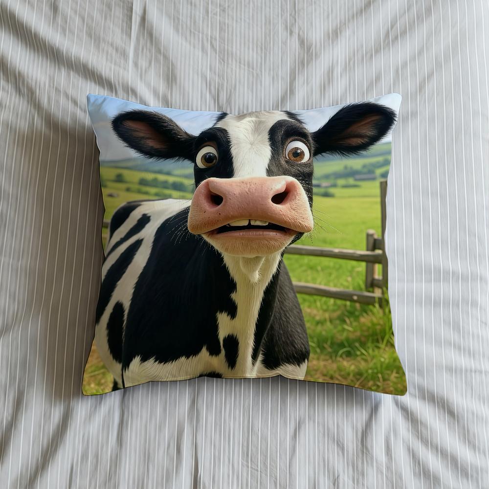 Poduszka Czarna Poszewka Biała Miękkie Etui Sofa Zabawny Salon Holsteinski Dom Wygodny Biuro Wystrój Ochronny Krowy Poduszka