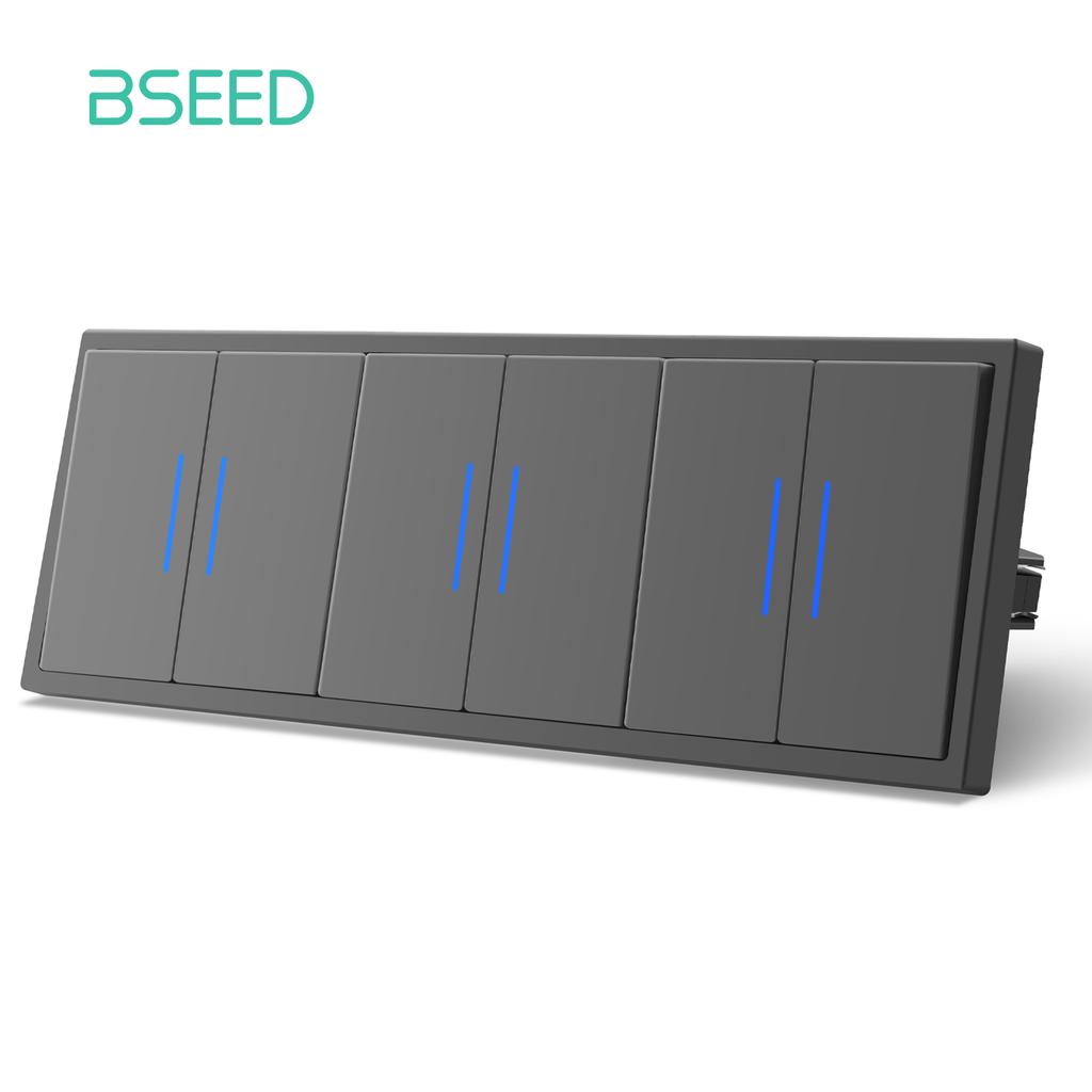 BSEED 1/2-modulový nástenný vypínač svetla Mechanické tlačidlá Vypínač 1-cestný EÚ štandard Plastové rámčeky LED indikátor Rýchle pripojenie vodičov