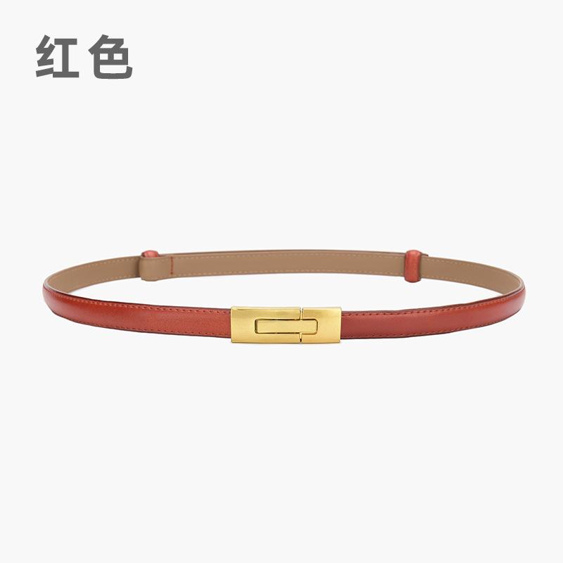 Kvinners skinn tynt belte All-Match Justerbart et par spenner Belte kvinnelig pynt kjole belte