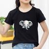 Kids Cotton T Shirt Cute Peeking Little Elephant Print Crew Neck Short Sleeve Tee Casual Breathable Boys Girls Summer Tops