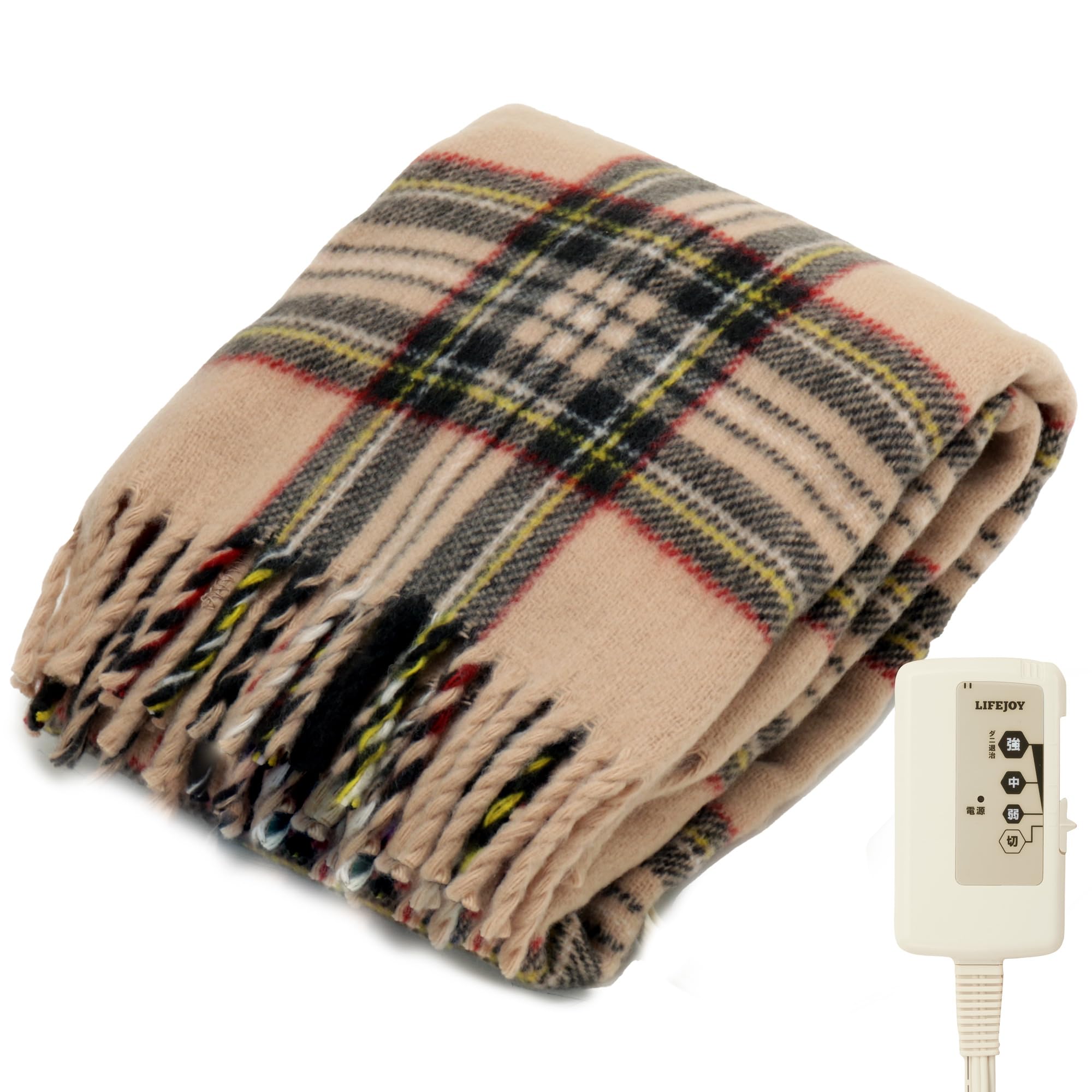 

LifeJoy Electric Check 120cm x JPN121CC Throw, Beige, Pattern, 62cm, Washable, Fluffy, Warm,