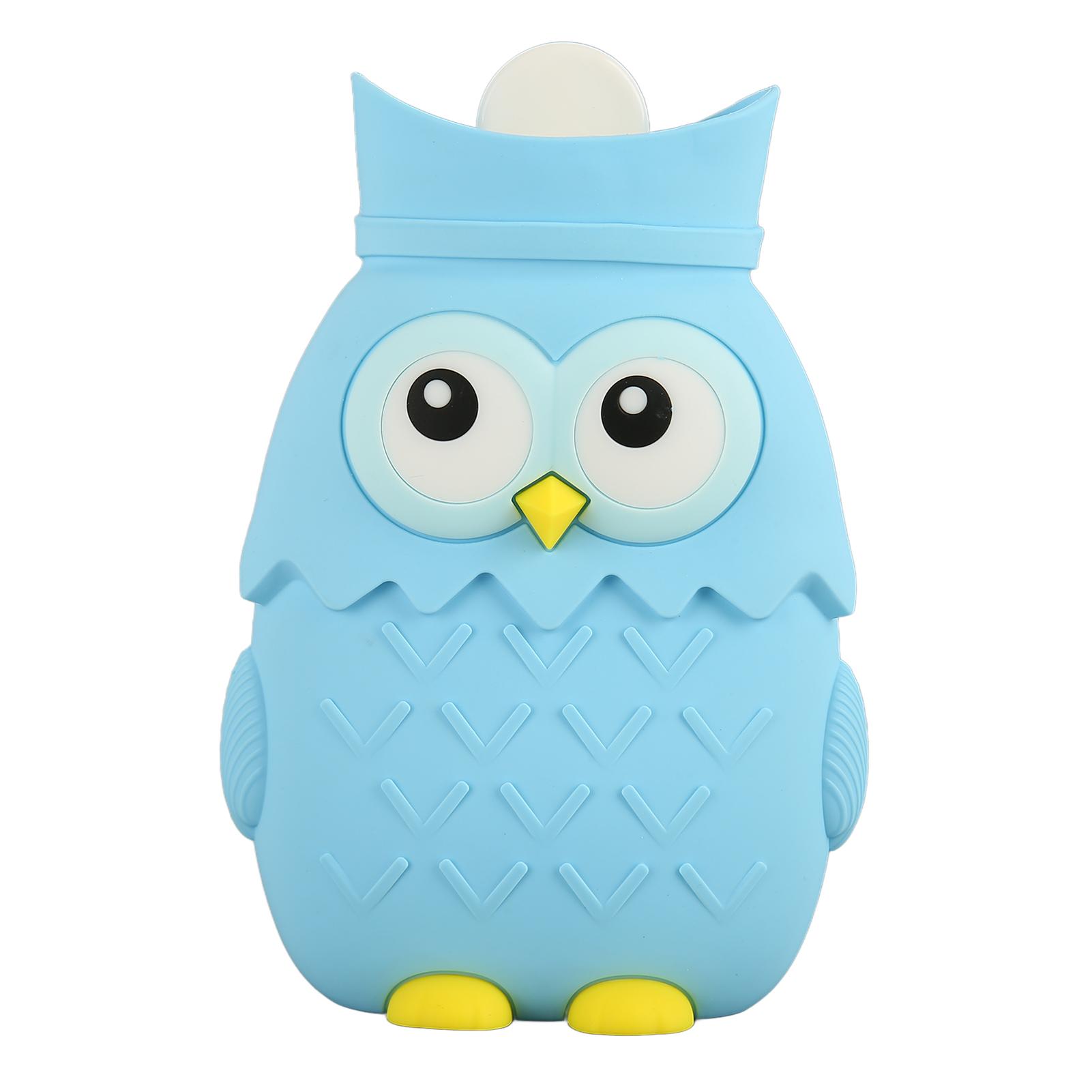 

Hot Water Bottle Microwave Heating Silicone Cartoon Injection Hand Warmer Portable Cute Owl Shape светло-синий