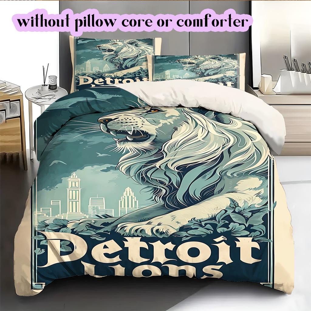 football Logo Pattern Bedding Quilt Set Quilt Cover Pillowcase Home Decoration Birthday Gift (1*duvet cover+ 2*pillowcase, without core)