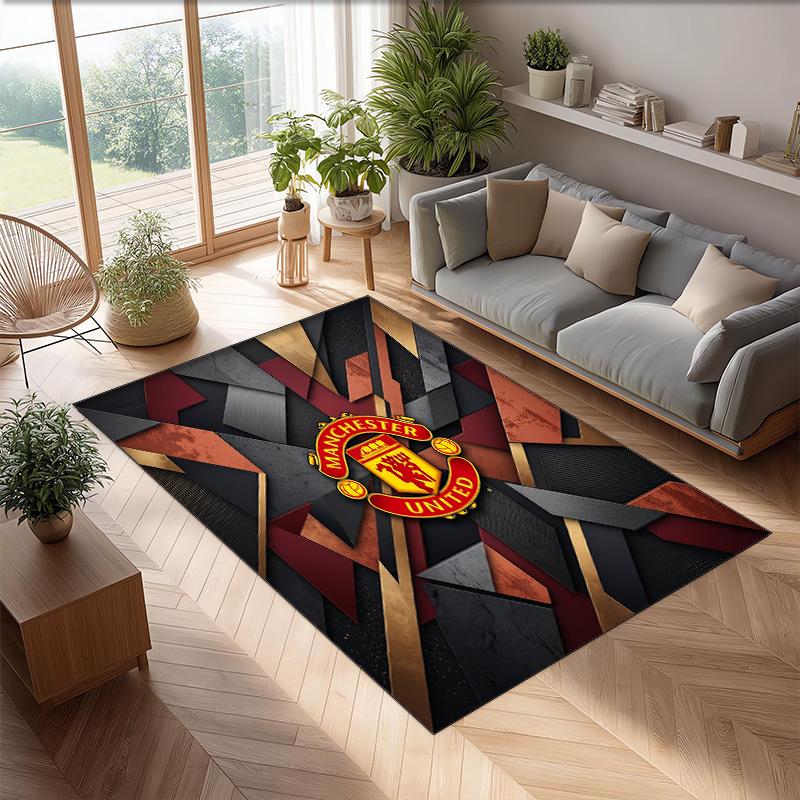 Tappeto in Flanella Stampato Manchester United Antiscivolo Morbido Poliestere Tappeto per Pavimento Tappetino Decorativo per Interni per Camera da Letto Soggiorno Divano