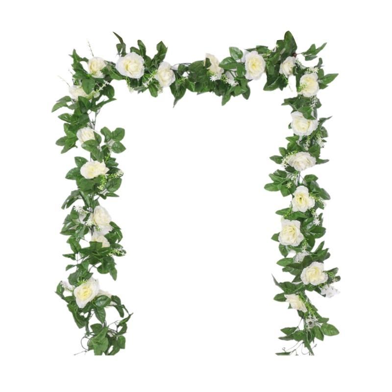 Artificial Rose Vine Flower Decoration 10 Head 7.21ft Artificial Flower Vine Hanging Plant for Wedding Home Garden