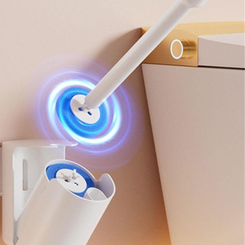 Automatic Spin Toilet Scrubber Motorized Toilet Brush Wall Mounted Design Replaceable Brush Head for Deep Cleaning