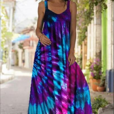 2025 Bohemian Off Shoulder Strapless 3D Tie Dye Dress