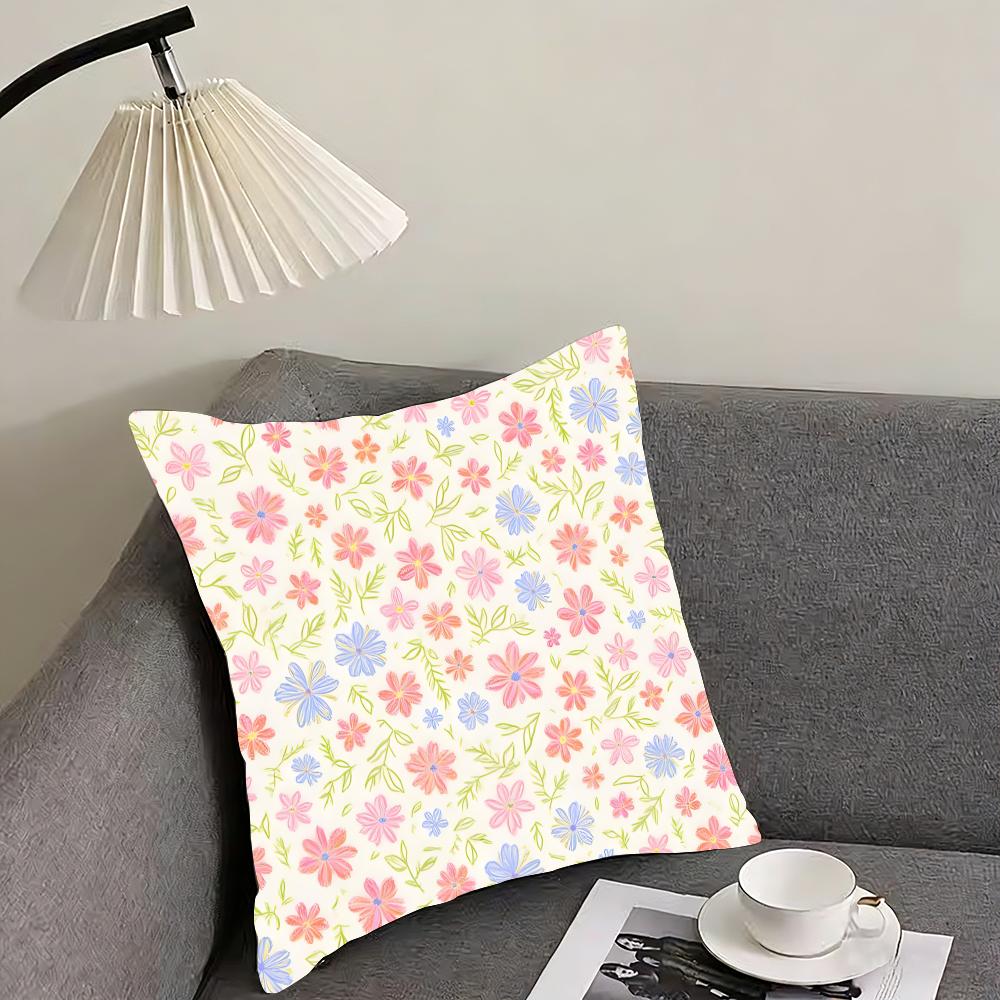 Floral Pattern Cute Cushion Cover Pillowcase Ultra Soft Skin Friendly Fabric Cloud Like Comfort Concealed Zipper