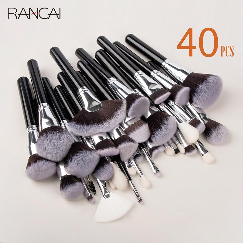 Professional 40Pcs Makeup Brushes Set Soft Synthetic Bristle Powder Blending Contour Eyebrow Eyeshadow Fan Foundation Brush