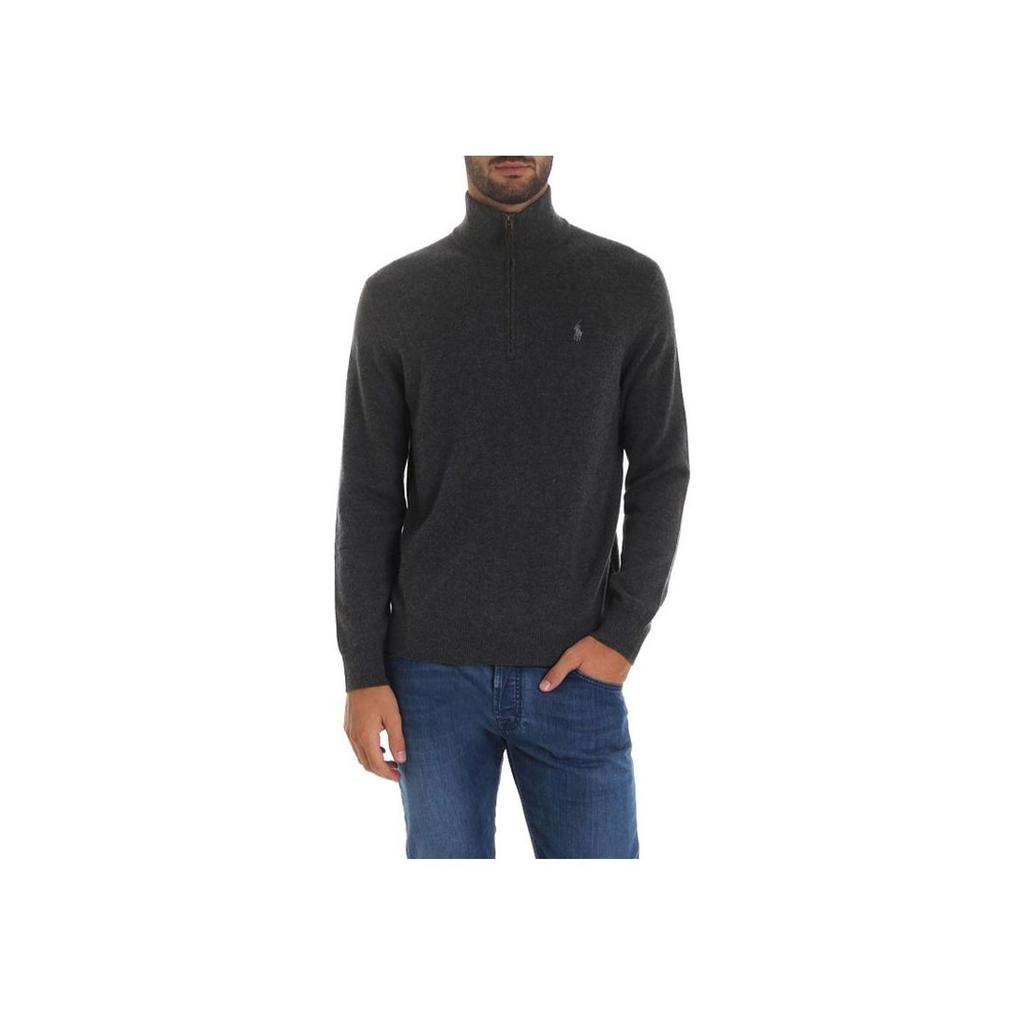 Polo Ralph Lauren FW21 Stand Collar Half-Zip Long Sleeve Cardigan Wool Sweater Men sweater Dark-Gray 710723053-003