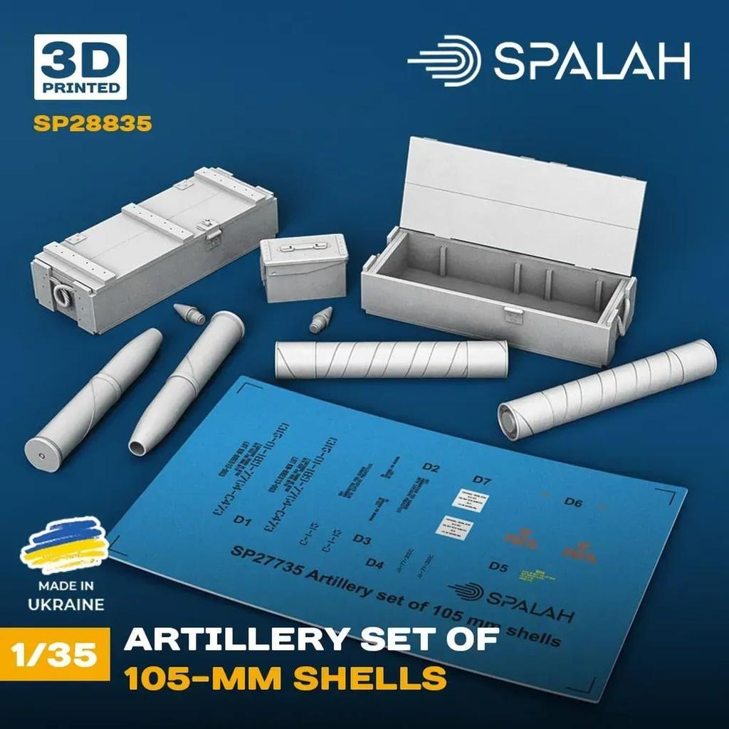 Spallach 105mm Artillery Shell Set Resin Kit SPU28835 1/35 (Military)