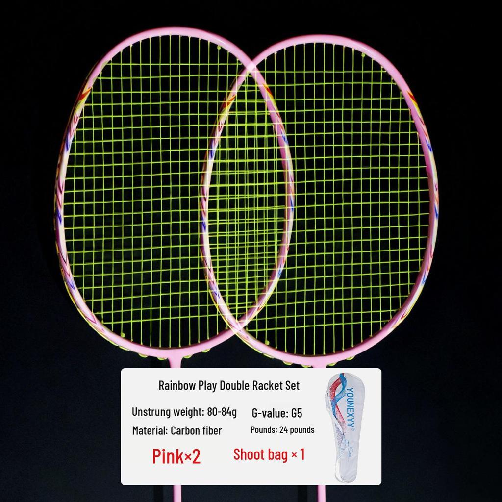 Full Carbon Fiber Badminton Racket Set for Men and Women - Durable, Lightweight, Offensive & Defensive, Professional Adult Singles & Doubles Play