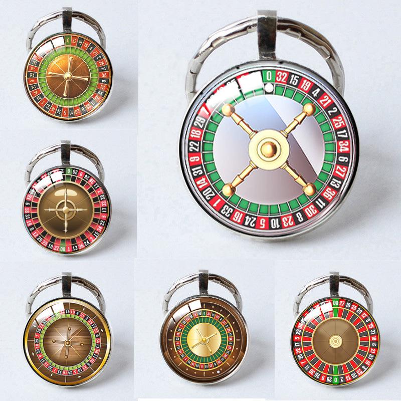 Roulette Wheel Embossed Keychain: Trendy Time Gem & Creative Metal Pendant Accessory