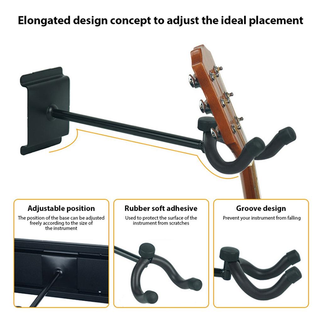 Electric Guitar Rack Aluminum Alloy Holds 5 Guitars Adjustable Hook Position Wall Mount Guitar Hanger for Mandolin Bass