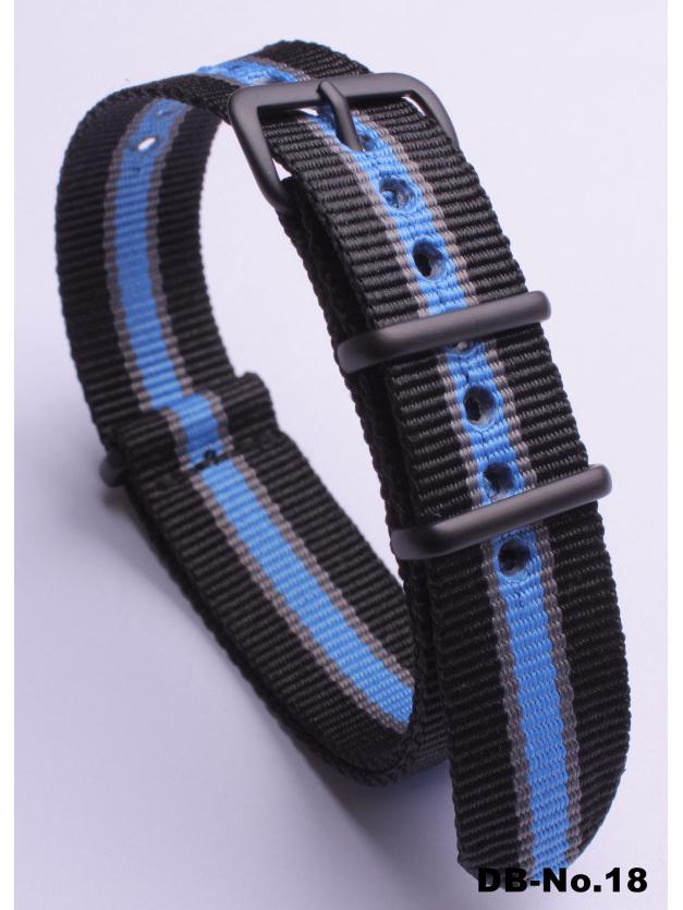 Black Nylon & Canvas Watch Strap with Vacuum-Plated Buckle