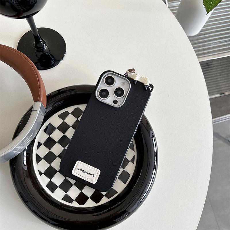 

Cute Little Cat Phone Case for IPhone 17 Promax Silicone TPU Imitation Leather for Apple 15 Thin Anti Drop Design For iPhone 7/8/SE 2020