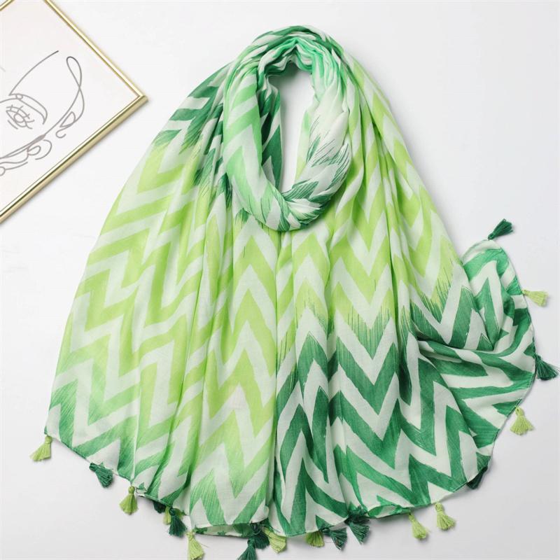 Winter Thick Wave Stripe Viscose Scarves Women High Quality Print Shawls And Wraps Pashmina Stole Bufandas Muslim Sjaal 180*90Cm