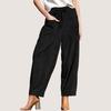 Womens Winter Corduroy Harem Pants Loose Wide Leg Casual Slimming Trousers Mid-Waist 9/10 Length With Drawstring Pocket