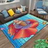 Colorful Fish and Starfish Carpet with Ocean Waves Design Pattern Suitable for use as an anti-slip for living room bedroom sofas