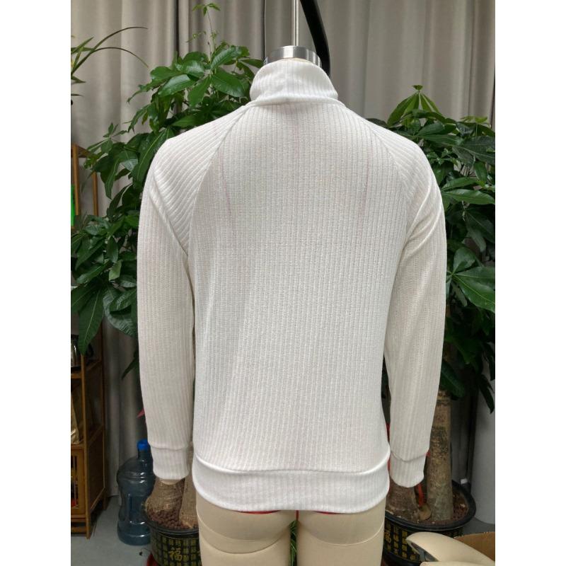 Women S White Long Sleeve High Neck Knit Sweater Casual Pullover