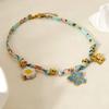 Flower Beach Ocean Series Necklace Jelly Fish Blue Bead Necklace  Girls