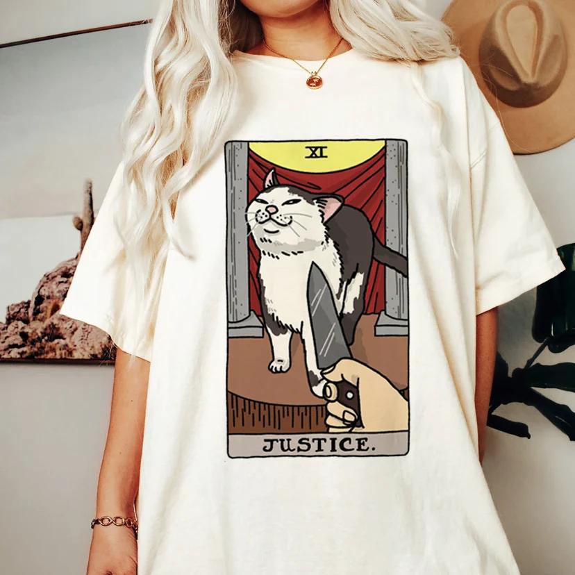 Fashion Tarot Cat Kawaii Womens Tshirt Womens Tshirt Cartoon Cute Pattern Tshirt Short Sleeve T Shirt Womens Plus Size S