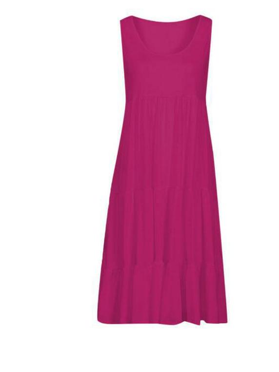 Women's Sleeveless Round Neck Beach Dress - 7 Colors, 8 Sizes, Big Swing Design