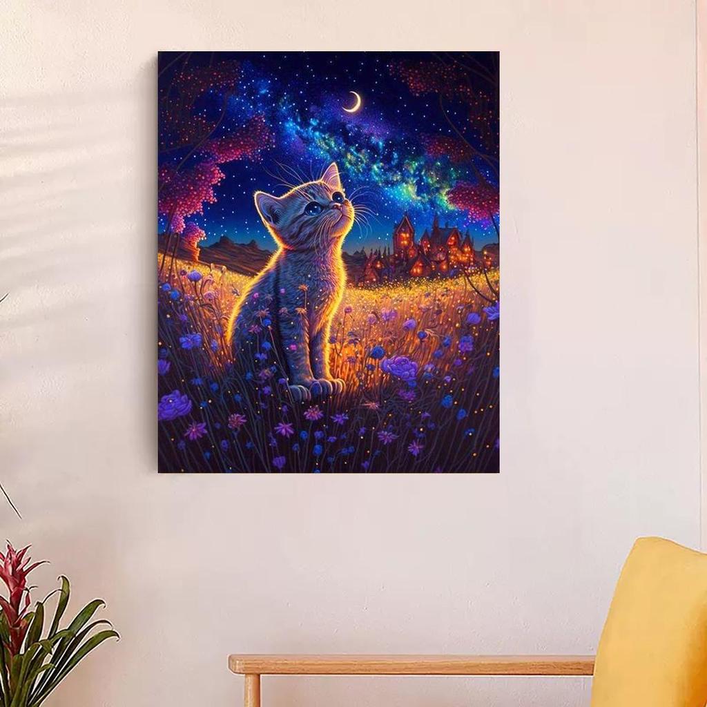 RUOPOTY Ramme gjør-det-selv-maleri etter tall for voksne Kattdyr bilde med tall Startsett Enkel maling-diy-gave til hjemmedekor