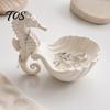 Seahorse Shell Trinket Dish 3D Printed Jewelry Tray for Rings Necklaces Bracelets, Ocean Desktop Storage Earrings Style Organizer, Decorative Ornament