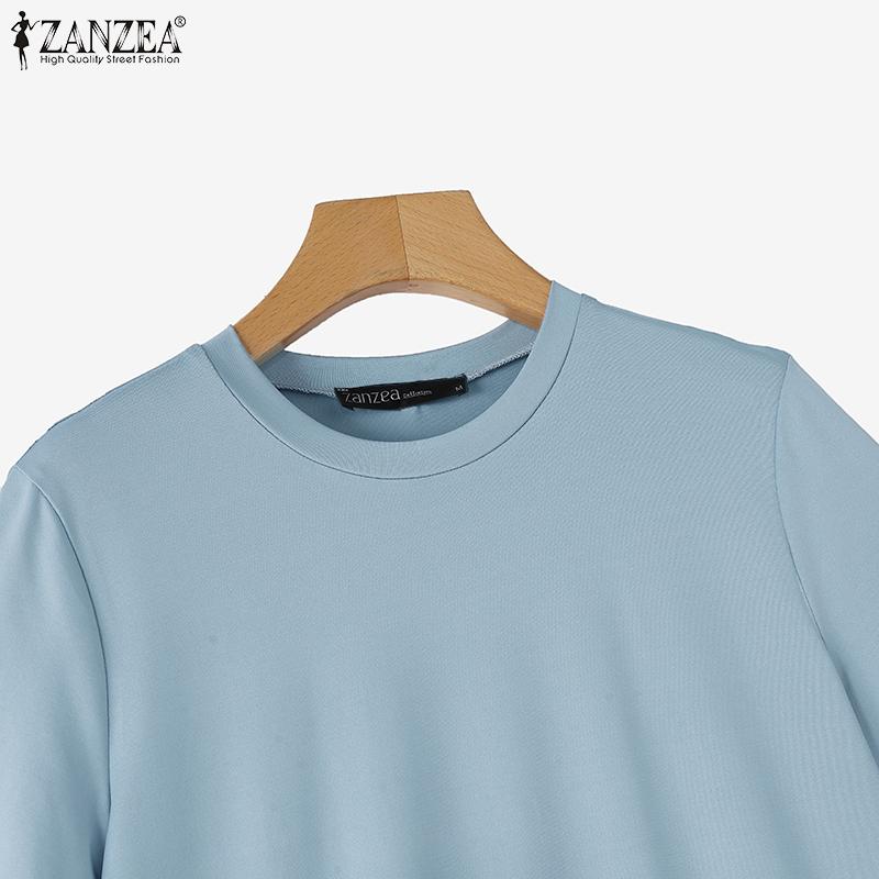 ZANZEA Lässiges Patchwork-Sommerkleid für Damen mit O-Ausschnitt und kurzen Ärmeln