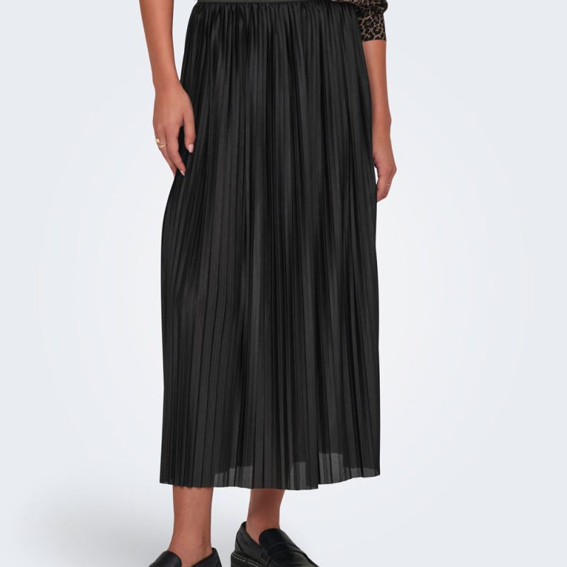 Women's JDY Black Pleated Long Skirt Boa Elastic Waist