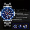 3pcs/set, Fashion Men's Sports Quartz Watch with Stainless Steel Wrist Watch & Bracelet Necklace Set, Men's Gifts
