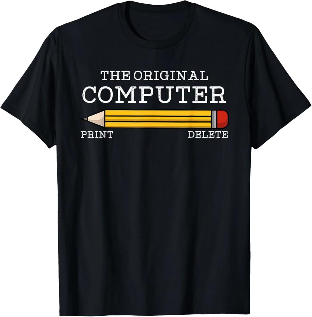 The Original Computer Funny Sarcastic Programmer Pencil Gift TShirt Custom Printed Graphic T Shirts Mens Clothing Camiseta Tops
