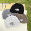 Diamond Knitted Turban Hat Bonnet Cross Wrapped Hat Muslim Bohemia Warm Turbante Cap for Women Winter Autumn Hair Accessories