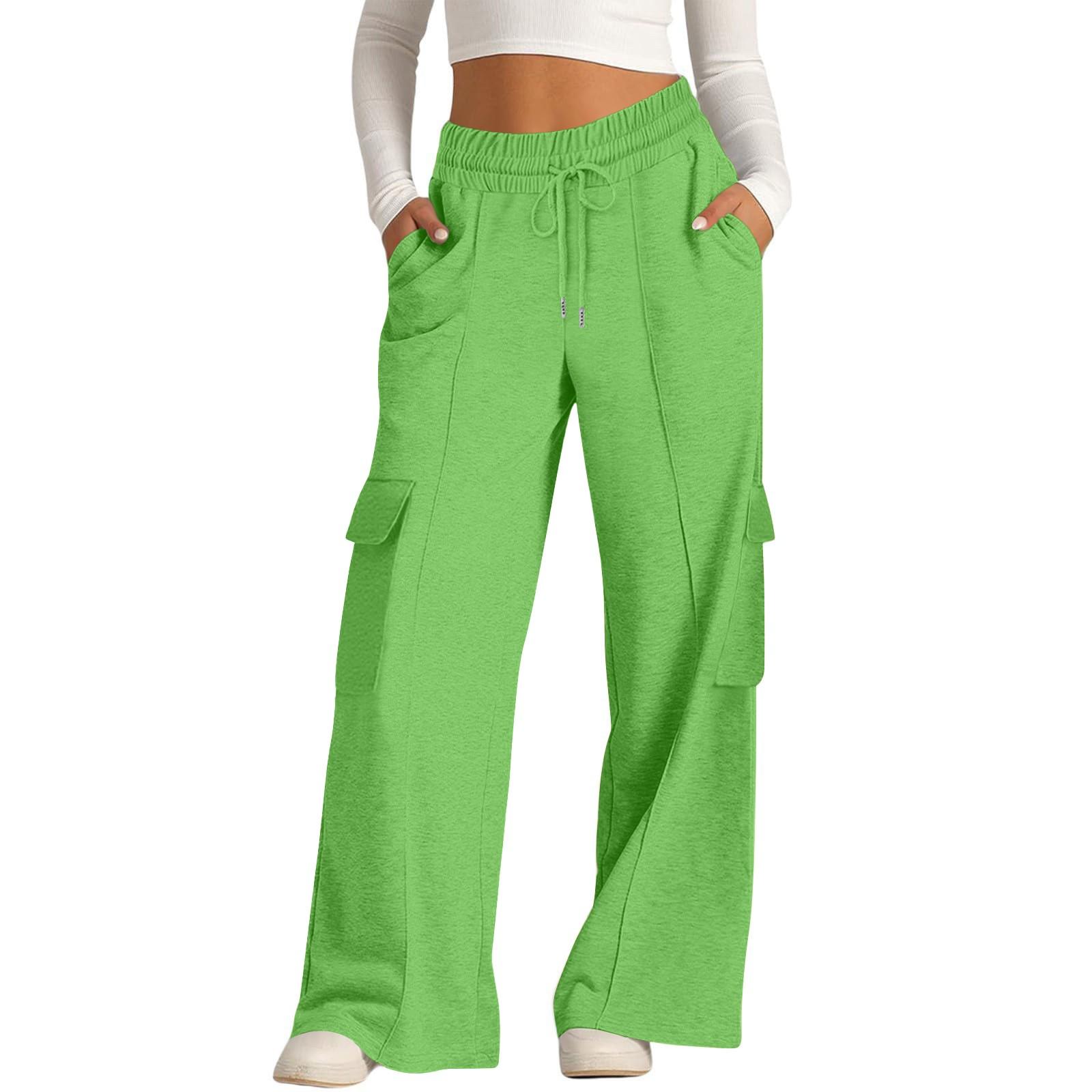 

Women s Casual Fashion Solid Color Elastic Waist Drawstring Workwear Wide Leg Pants With Pockets XXL