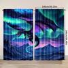 2pcs Elegant Dragon Battle Print Curtains- Vibrant Aurora& Mountain Scene, Polyester, Light-Filtering, Rod Pocket, Machine Washa